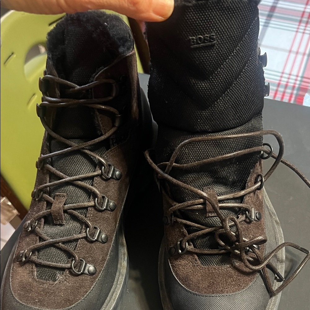 Boss Men's Dark Brown Lace-Up Boots